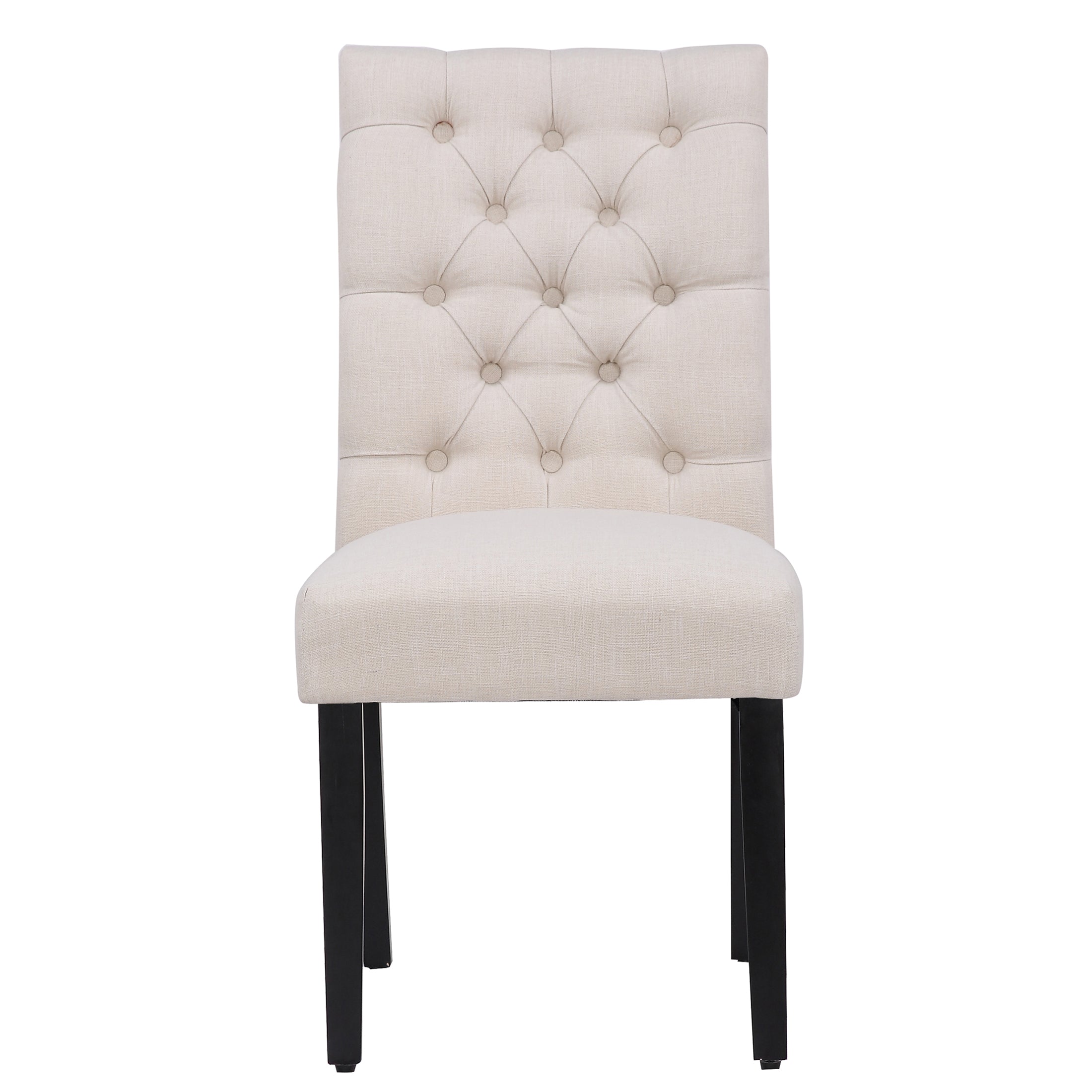  Westin Furniture Upholstered Button Tufted Dining Side Chair, Set of 2 - Beige - Bonton