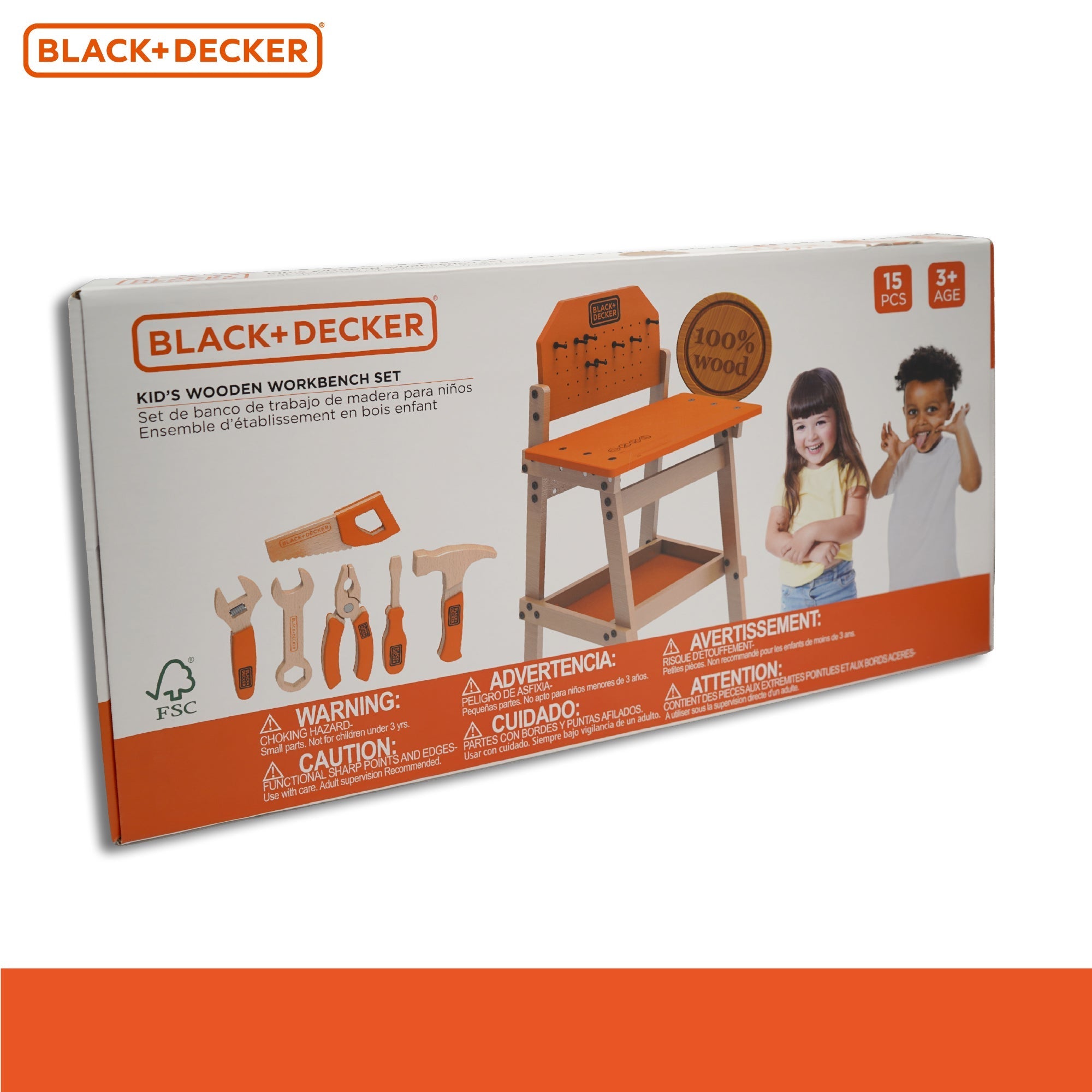  Black & Decker Black and Decker Kids Workbench & Wooden Tool Set for Kids - Multi - Bonton