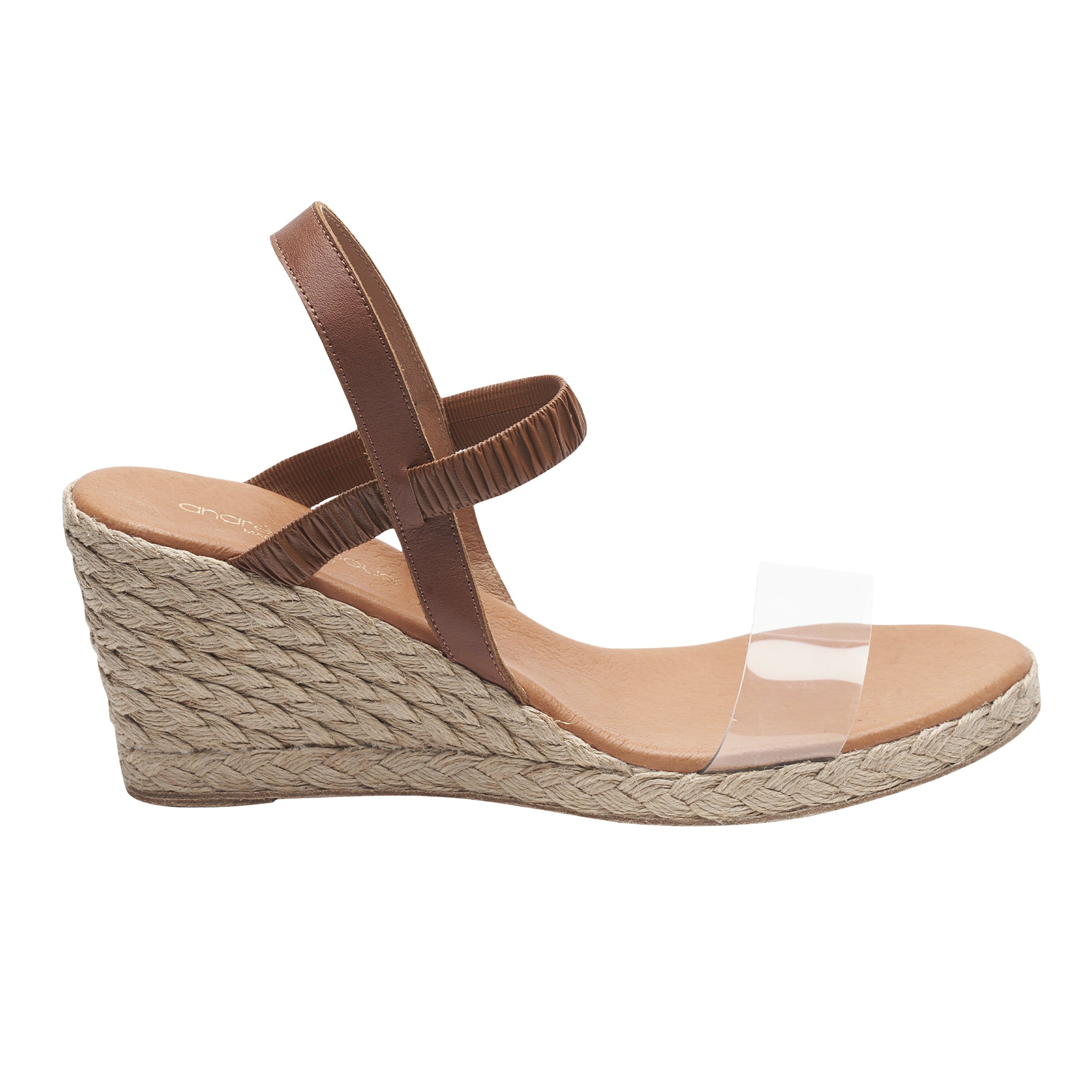  Andre Assous Alberta Wedge Sandal - Cuero/Clear - Bonton