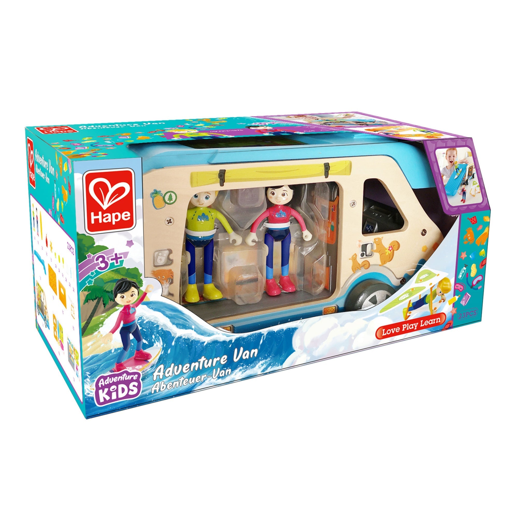  Hape Adventure Camper Van Playset W/ Action Figures & Accessories - Multi - Bonton