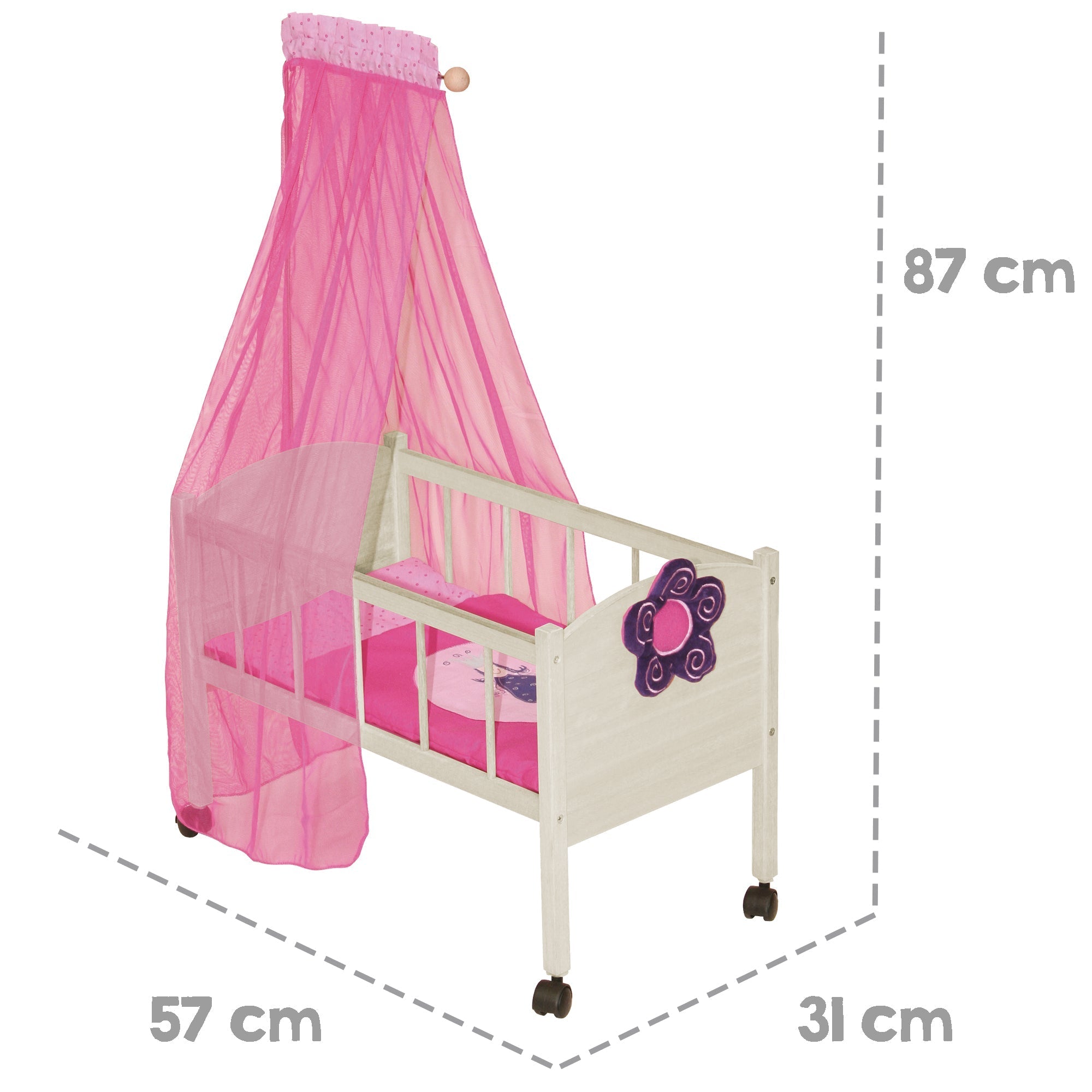  Roba-Kids Baby Doll Canopy Bed Set in Pink, Kids Ages 3+ - Multi - Bonton