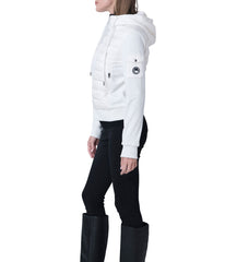 Luna 22" Recycled Nylon And Performance Pique Zip Front Hoodie Jacket White