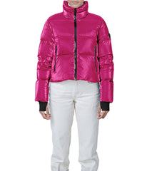 Evo Metallic 20.5" Recycled Nylon Ripstop Cropped Jacket Fuchsia