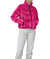 Evo Metallic 20.5" Recycled Nylon Ripstop Cropped Jacket Fuchsia