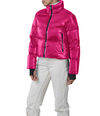 Evo Metallic 20.5" Recycled Nylon Ripstop Cropped Jacket Fuchsia