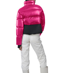 Evo Metallic 20.5" Recycled Nylon Ripstop Cropped Jacket Fuchsia