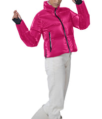 Evo Metallic 20.5" Recycled Nylon Ripstop Cropped Jacket Fuchsia