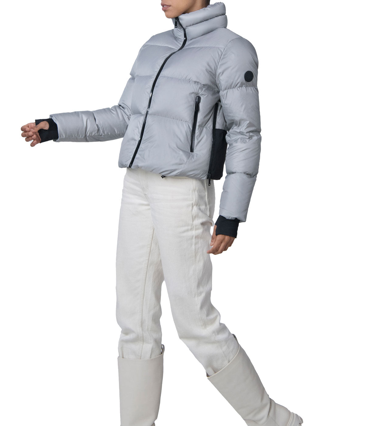 Evo 20.5" Recycled Nylon Ripstop Cropped Jacket Light Grey