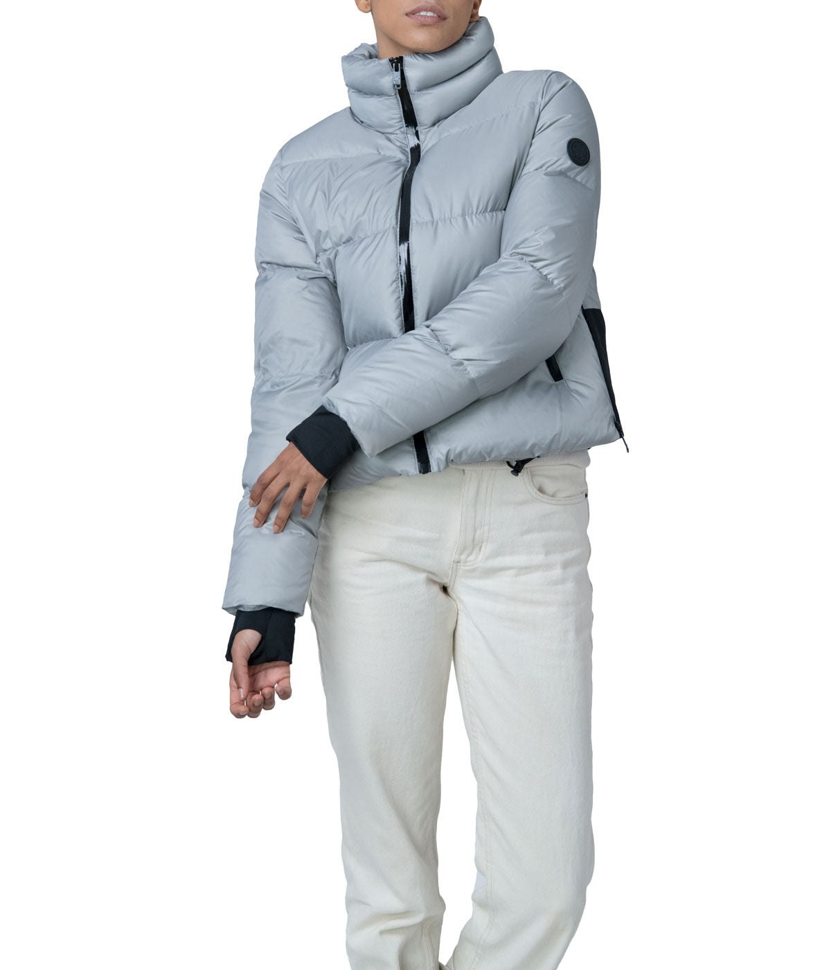 Evo 20.5" Recycled Nylon Ripstop Cropped Jacket Light Grey