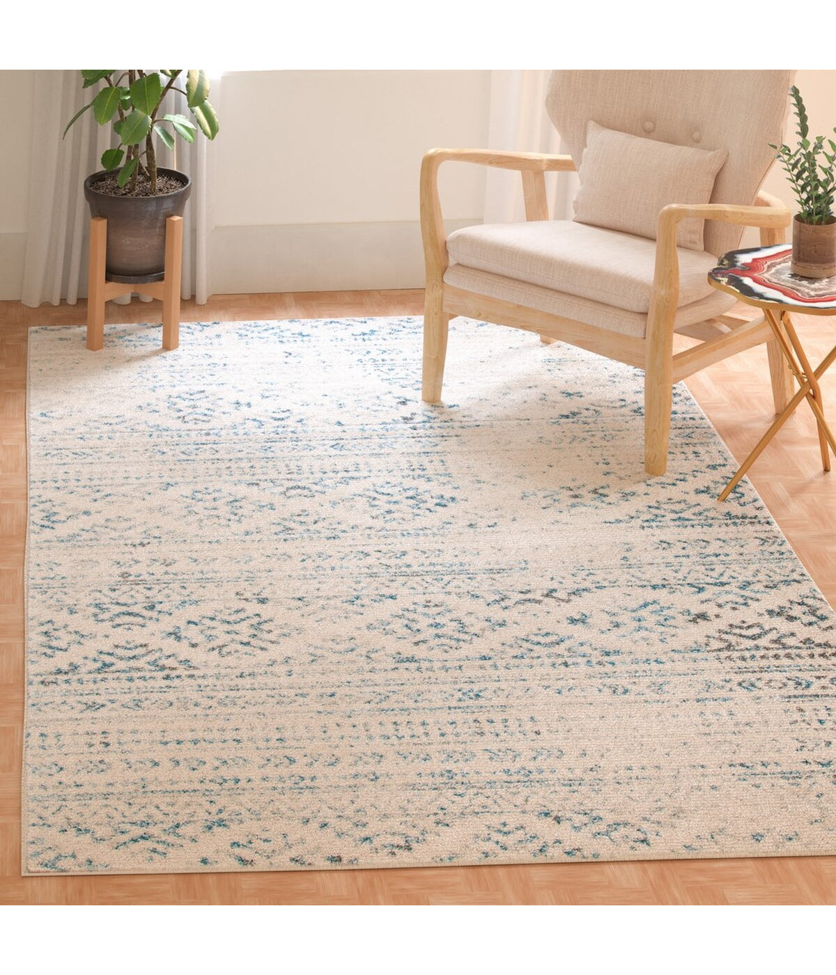  Safavieh Tulum 272 Ivory/Turquoise Rug - Ivory/Turquoise - Bonton