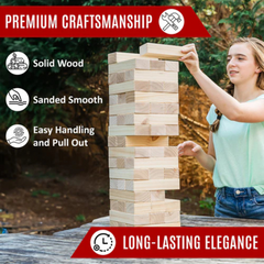 Giant Tumbling Tower Game Set – Premium Wooden Blocks for Indoor & Outdoor Fun