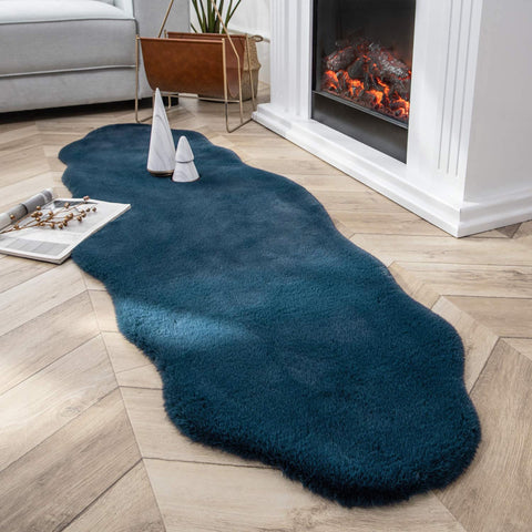 Turquoise Faux Rabbit Fur Fuzzy Soft Fluffy Plush Cozy Shaggy Area Rug by Homemartgoods
