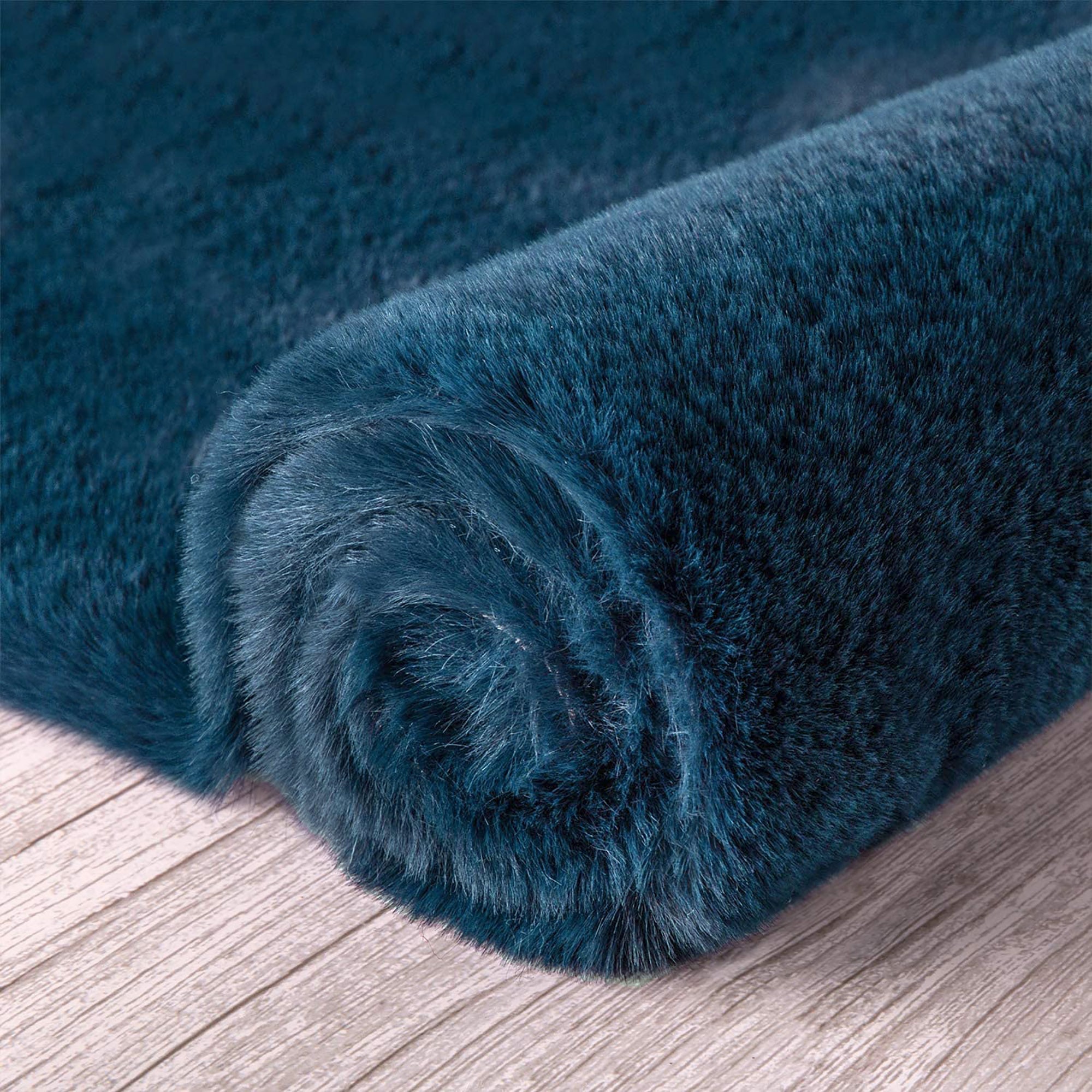  Turquoise Faux Rabbit Fur Fuzzy Soft Fluffy Plush Cozy Shaggy Area Rug by Homemartgoods - 2' x 3' Feet - Bonton