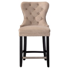 24" Tufted Velvet Counter Stool  Black & Velvet