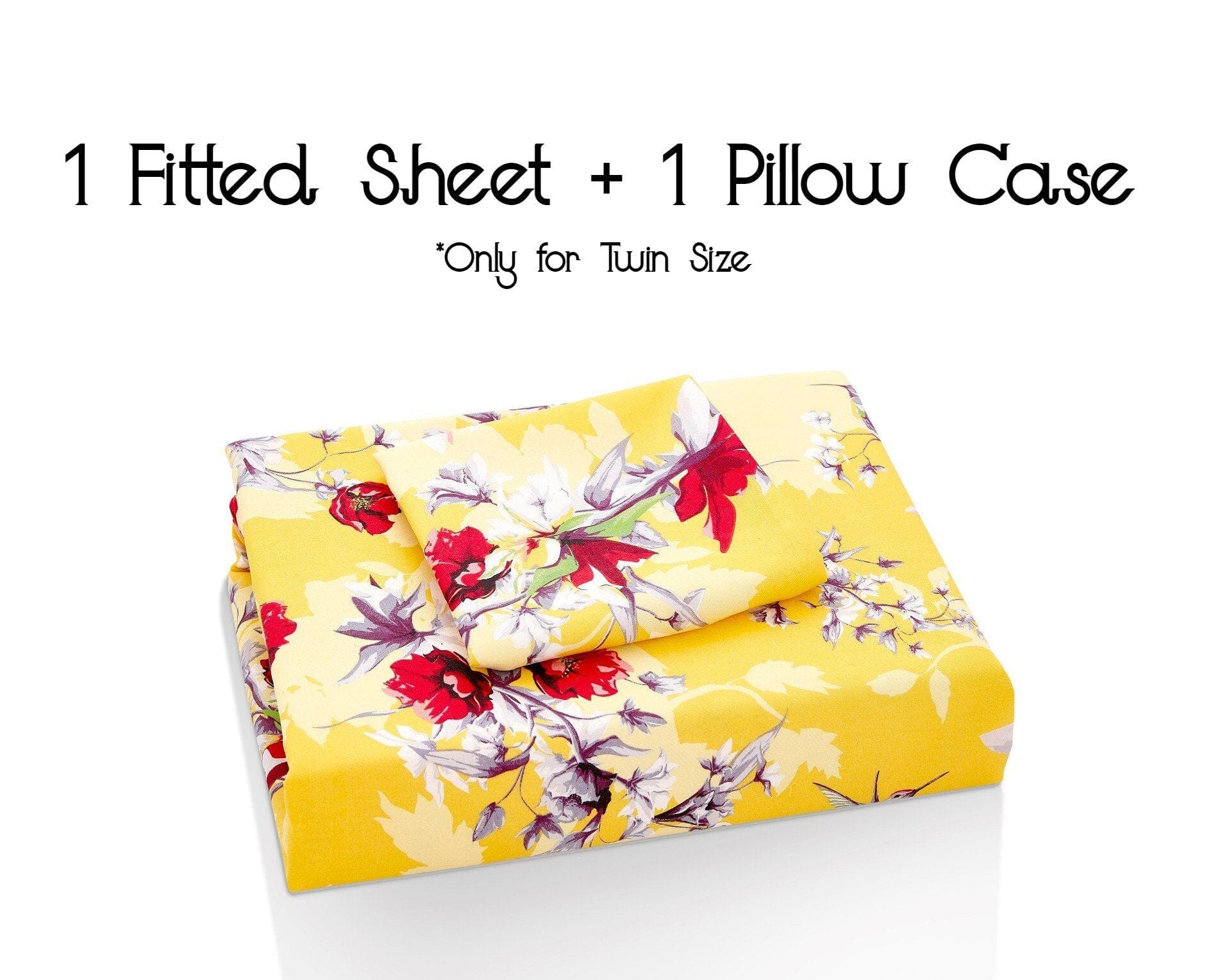  DaDa Bedding Collection DaDa Bedding Sunshine Yellow Hummingbirds Floral Fitted Bed Sheet w/ Pillow Cases (JHW-925) by DaDa Bedding Collection - California King - Bonton