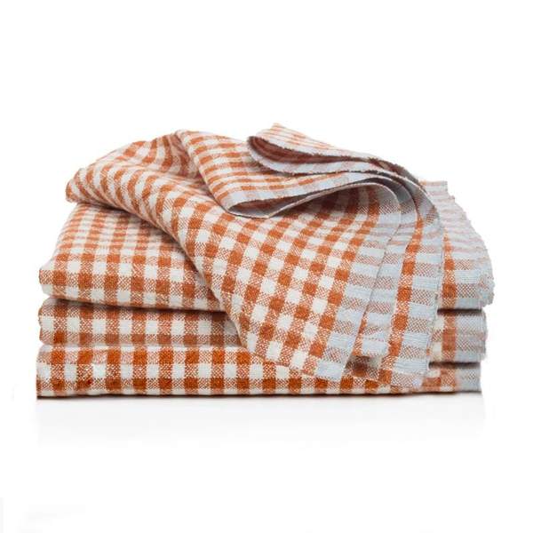  Caravan Two-Tone Gingham Napkins, Set of 4 - Natural & Dijon - Bonton