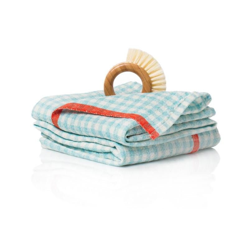  Caravan Two-Tone Gingham Towels, Set of 2 - Lime & Aqua - Bonton