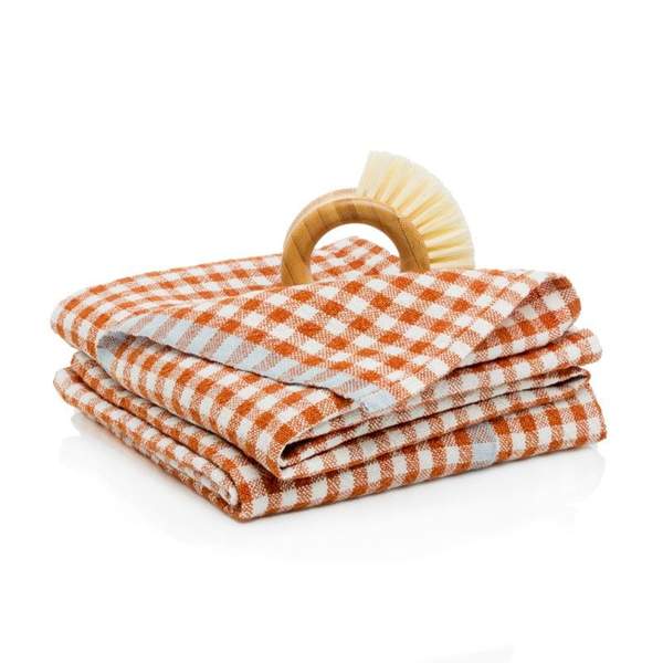  Caravan Two-Tone Gingham Towels, Set of 2 - Lime & Aqua - Bonton