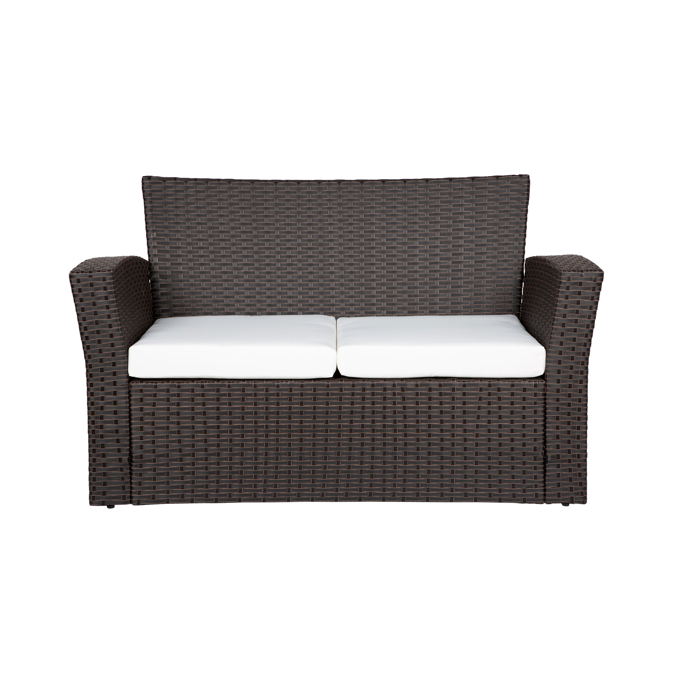  Westin Furniture 4-Piece Conversation Outdoor Patio Sofa Set with Cushions - Chocolate/White - Bonton