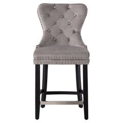 24" Tufted Velvet Counter Stool  Black & Velvet