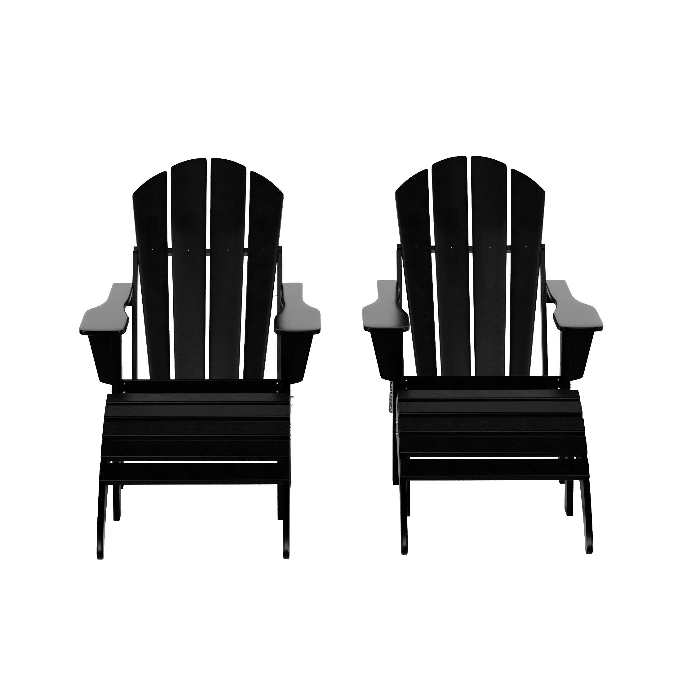  Westin Furniture 4-Piece Adirondack Conversation Chair with Footrest Ottoman Set - Black - Bonton