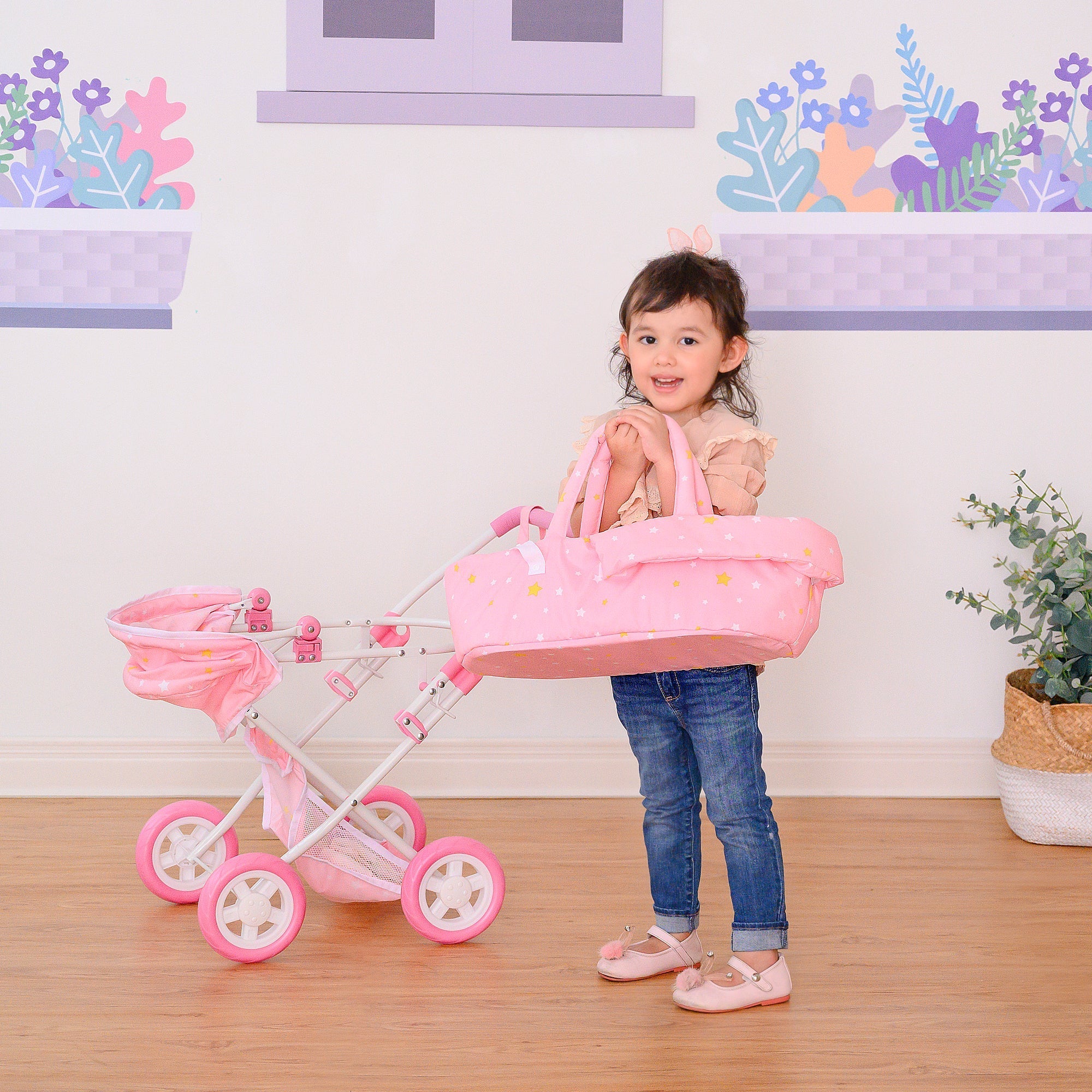  Teamson Kids Olivia's Little World - Twinkle Stars Princess Baby Doll Deluxe Strollers - Pink - Bonton