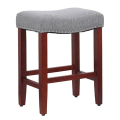 24" Upholstered Saddle Seat Set of 2 Counter Stool