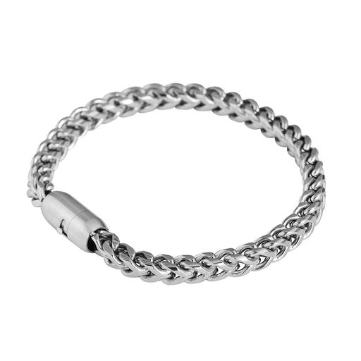  Gemesis Jewels by Edforce Franco Chain with Magnetic Clasp Bracelet - Silver - Bonton