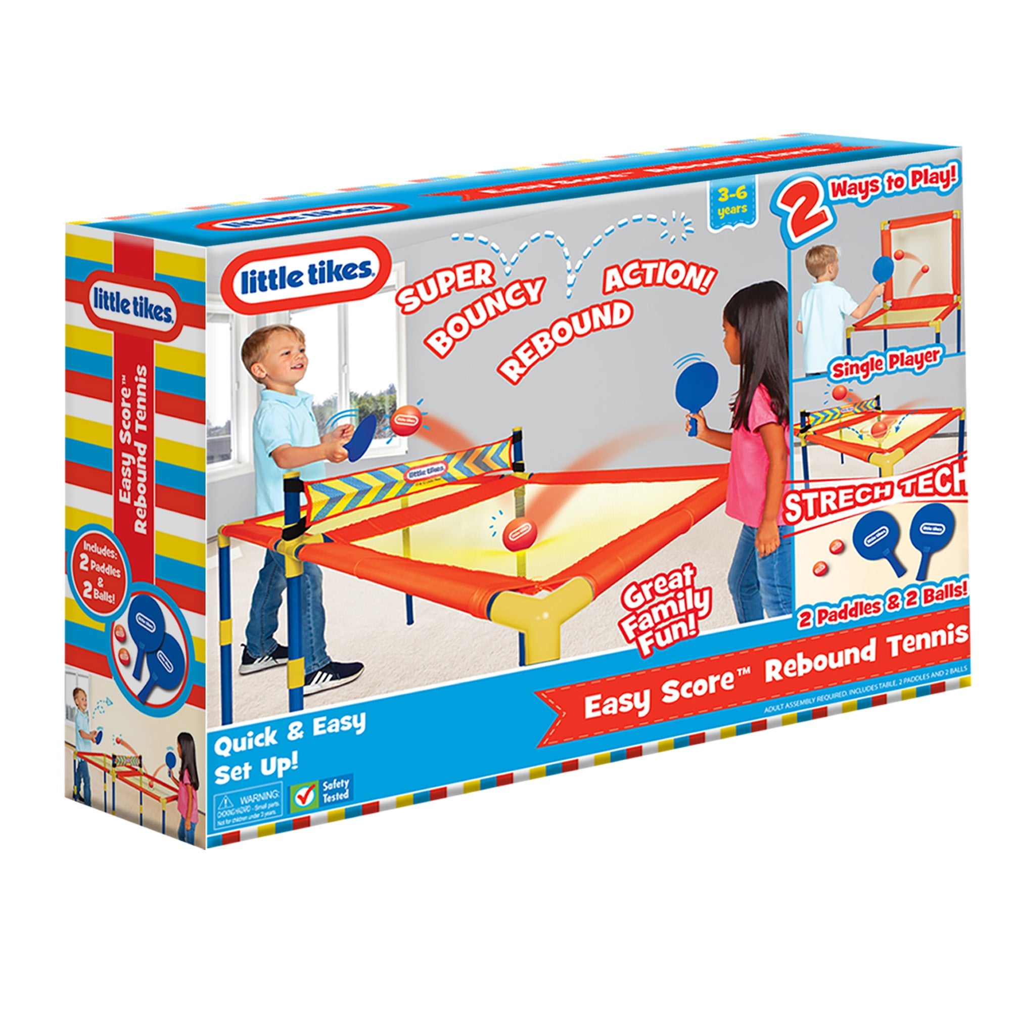  Better Sourcing Little Tikes Easy Score Rebound Tennis Ping Pong Game w/ 2 Paddles & 2 Balls - Multi - Bonton