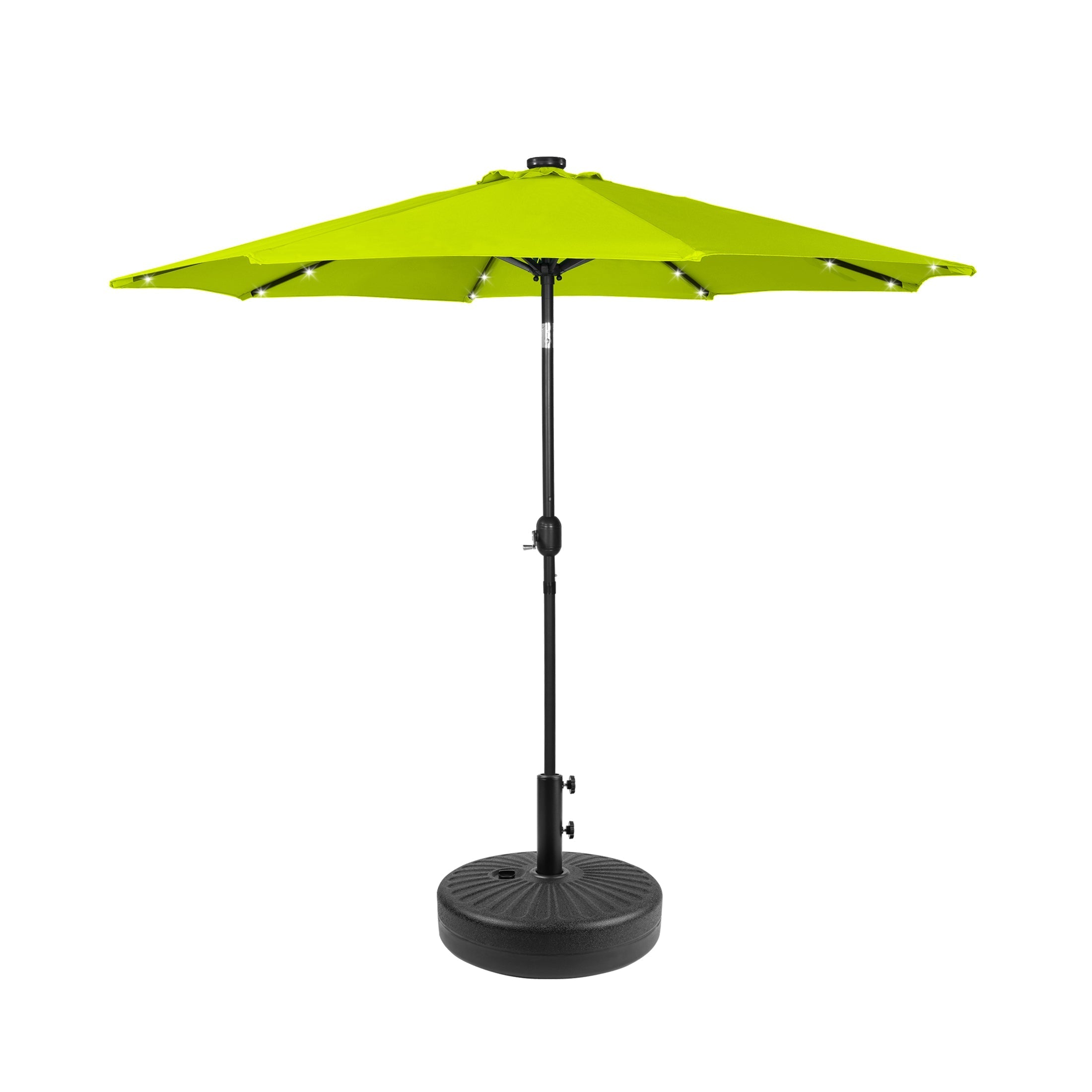  Westin Furniture 9 ft Outdoor Patio Solar LED Market Umbrella with Black Round Base - Dark Green - Bonton