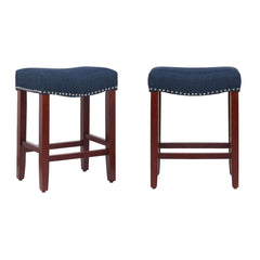 24" Upholstered Saddle Seat Set of 2 Counter Stool