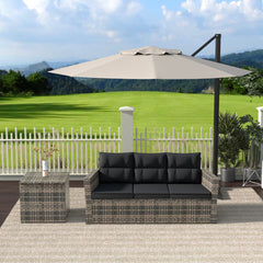 Madore Sofa & Side Table Rattan Seating Group with Cushion