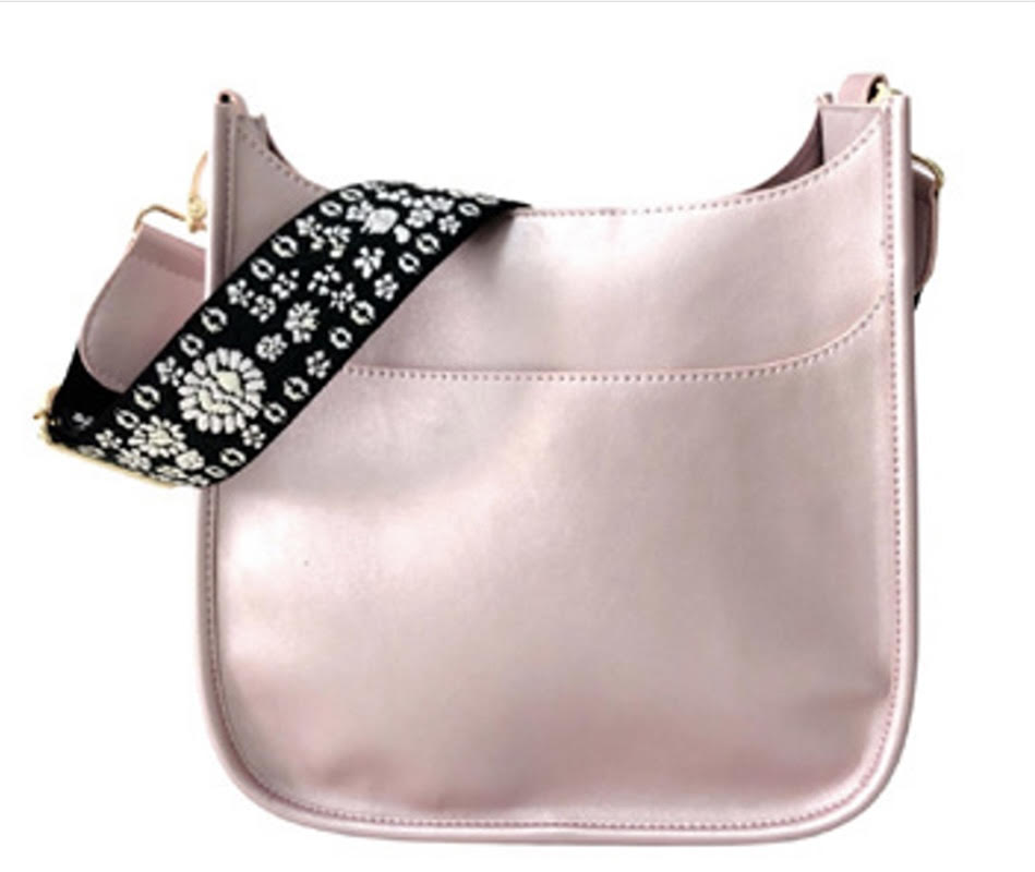  Lemonbella Vegan Leather Pink Ice Large Crossbody W/Flower Guitar Strap - Default Title - Bonton