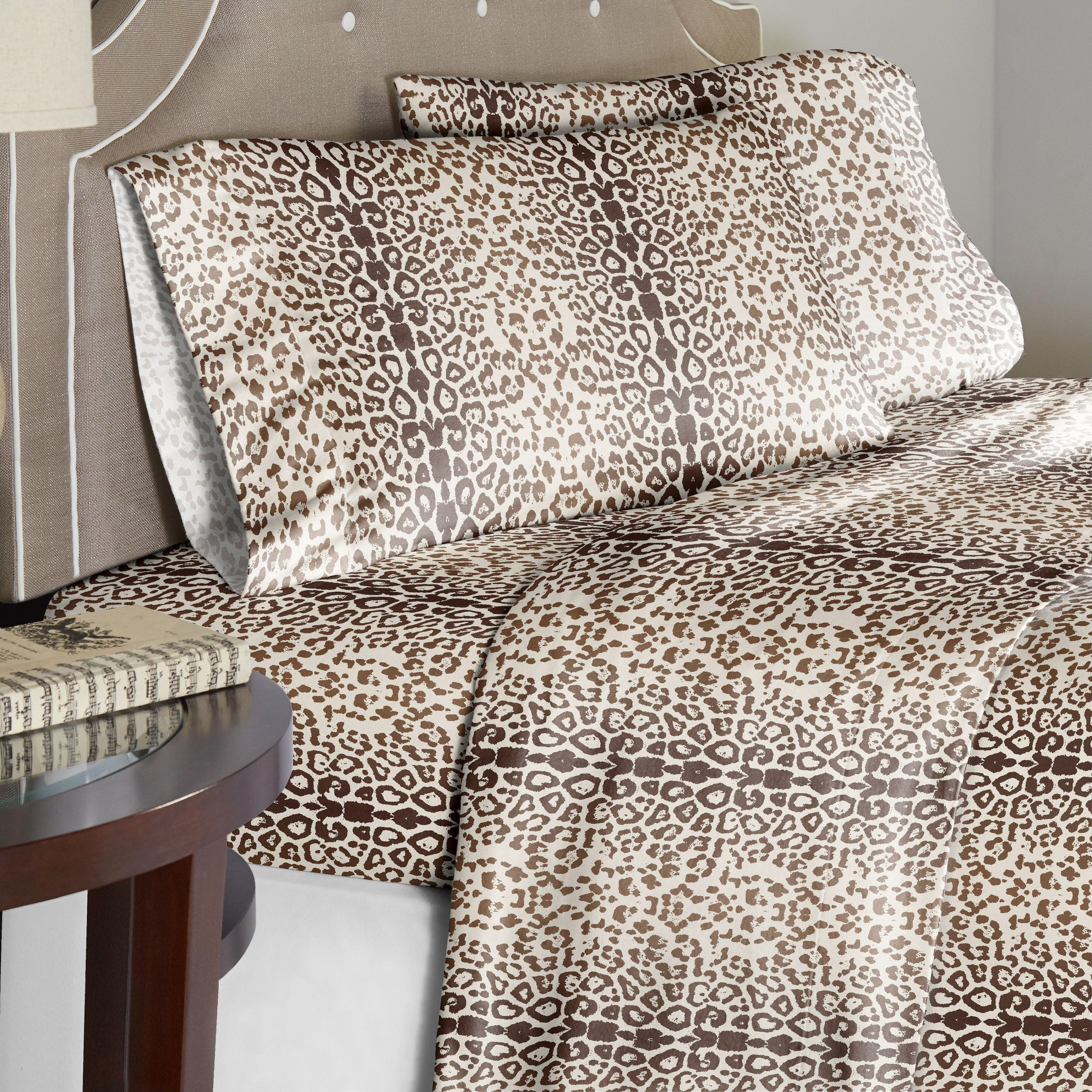  Pointehaven Winter Print Flannel Sheet Sets - Safari - Bonton