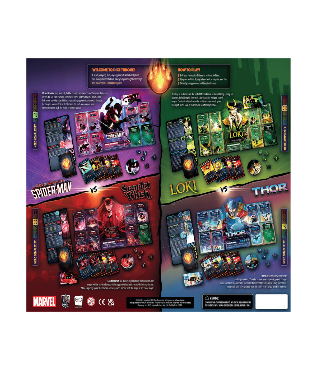  Marvel Dice Throne 4-Hero Box: Scarlet Witch, Thor, Loki, Spider-Man Multi - Multi - Bonton