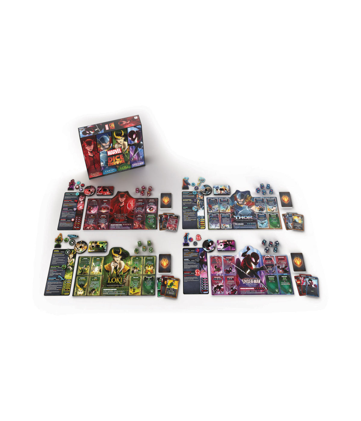  Marvel Dice Throne 4-Hero Box: Scarlet Witch, Thor, Loki, Spider-Man Multi - Multi - Bonton