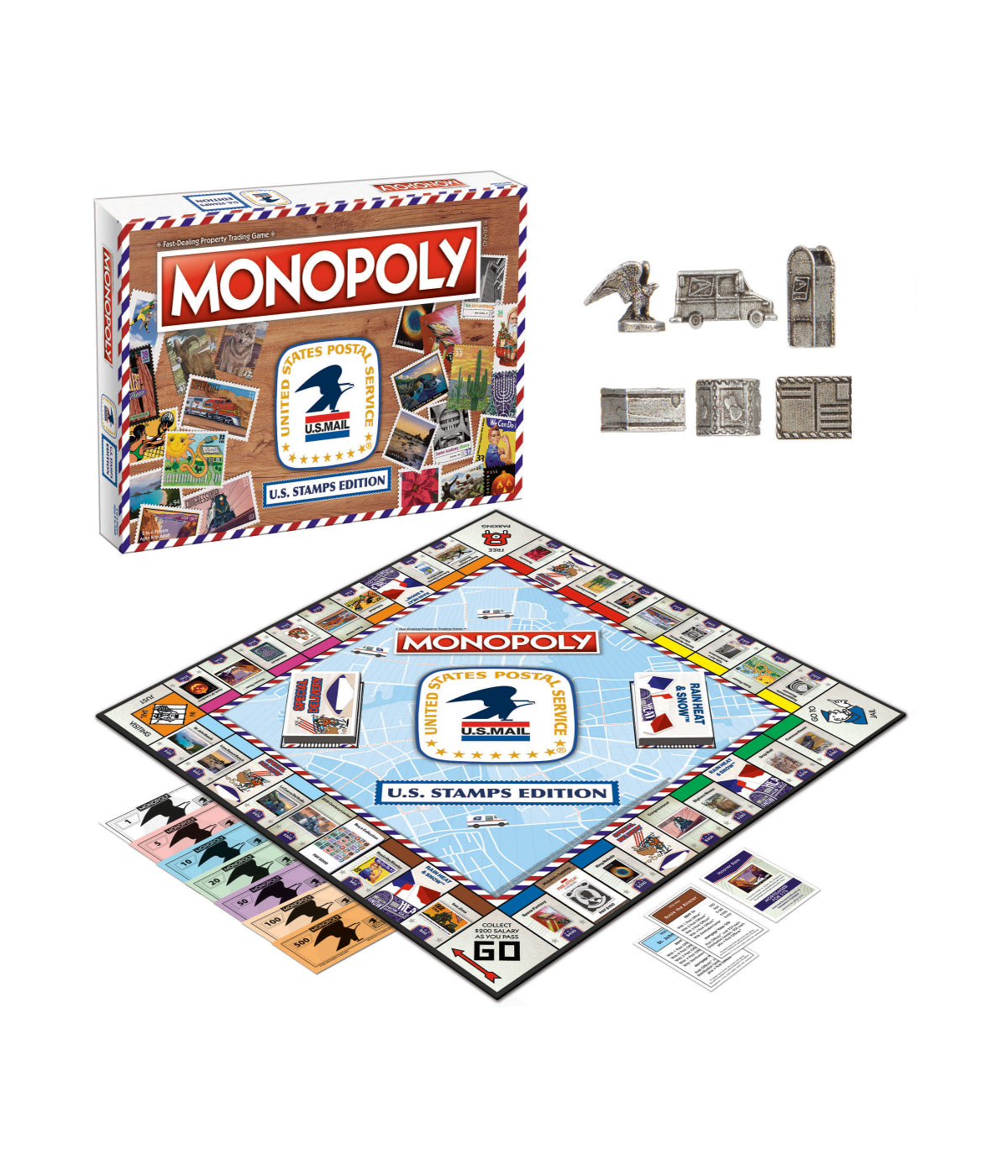  USAopoly Monopoly - U.S. Stamps Edition Multi - Multi - Bonton