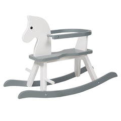 Wooden Ride-on Rocking Horse in White/Gray, 55 Lb Capacity