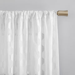 Verge Geometric Clipped Jacquard Semi-Sheer Rod Pocket Curtain Panel