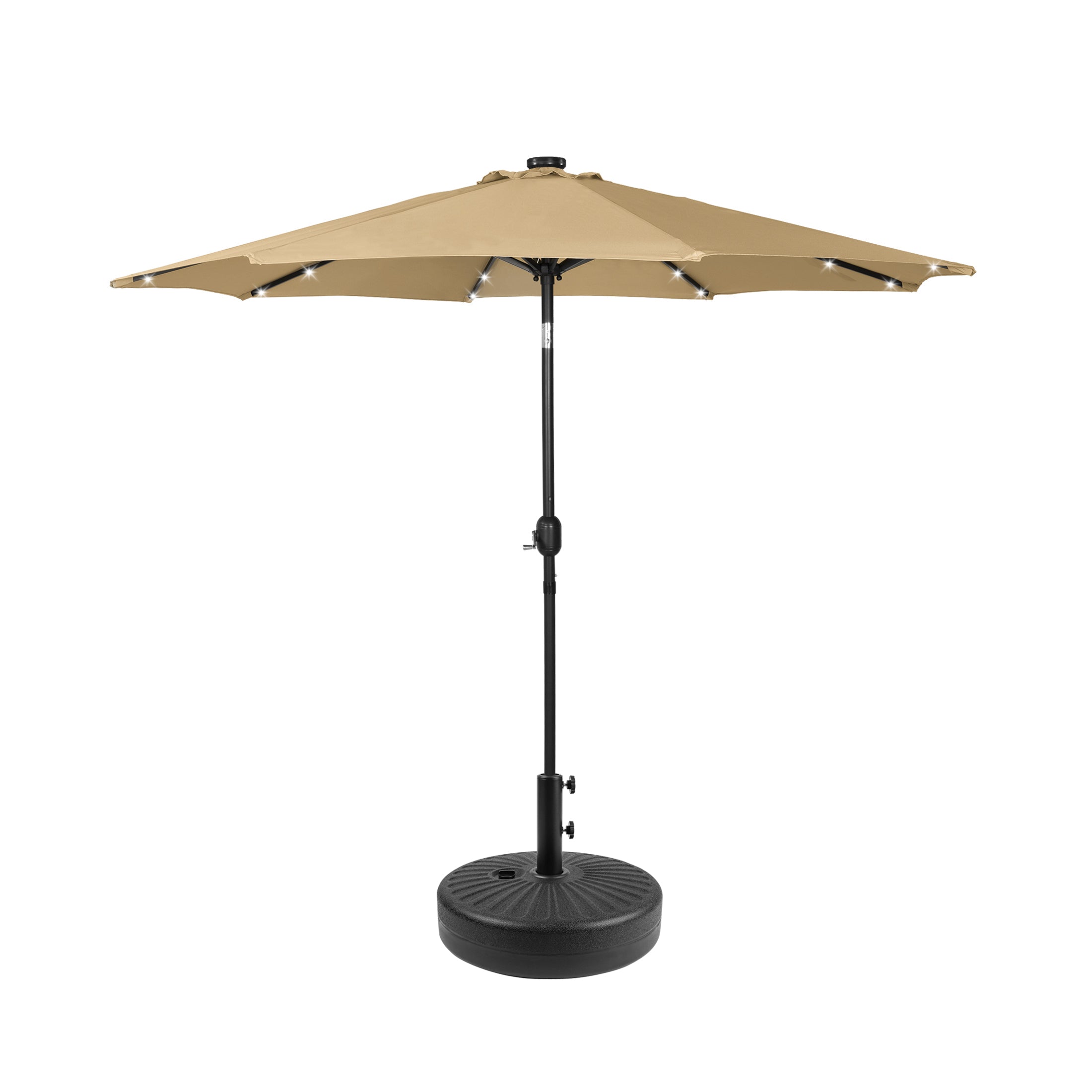  Westin Furniture 9 ft Outdoor Patio Solar LED Market Umbrella with Black Round Base - Beige - Bonton