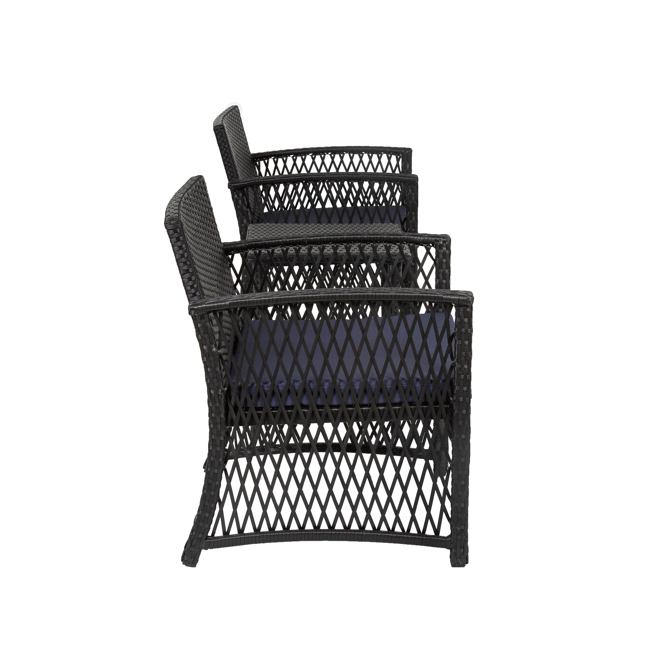  Westin Furniture 3-Piece Outdoor Patio Seating Conversation - Black/Navy - Bonton