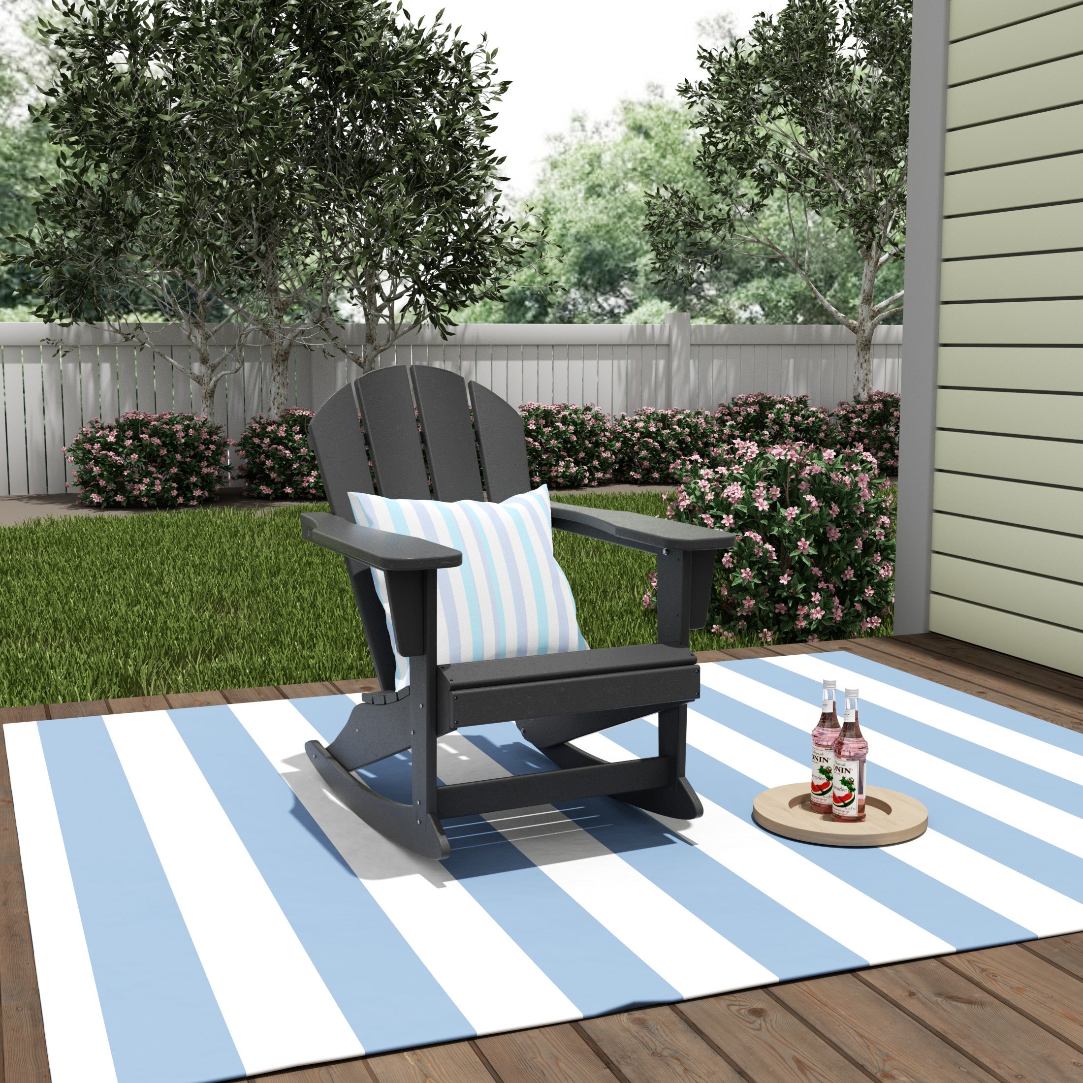  Westin Furniture Classic Porch Outdoor Patio Rocking Adirondack Chair - Weathered Wood - Bonton