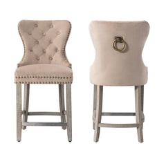 24" Tufted Velvet Counter Stool, Set of 2