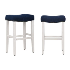 29" Upholstered Saddle Seat Bar Stool, Set of 2