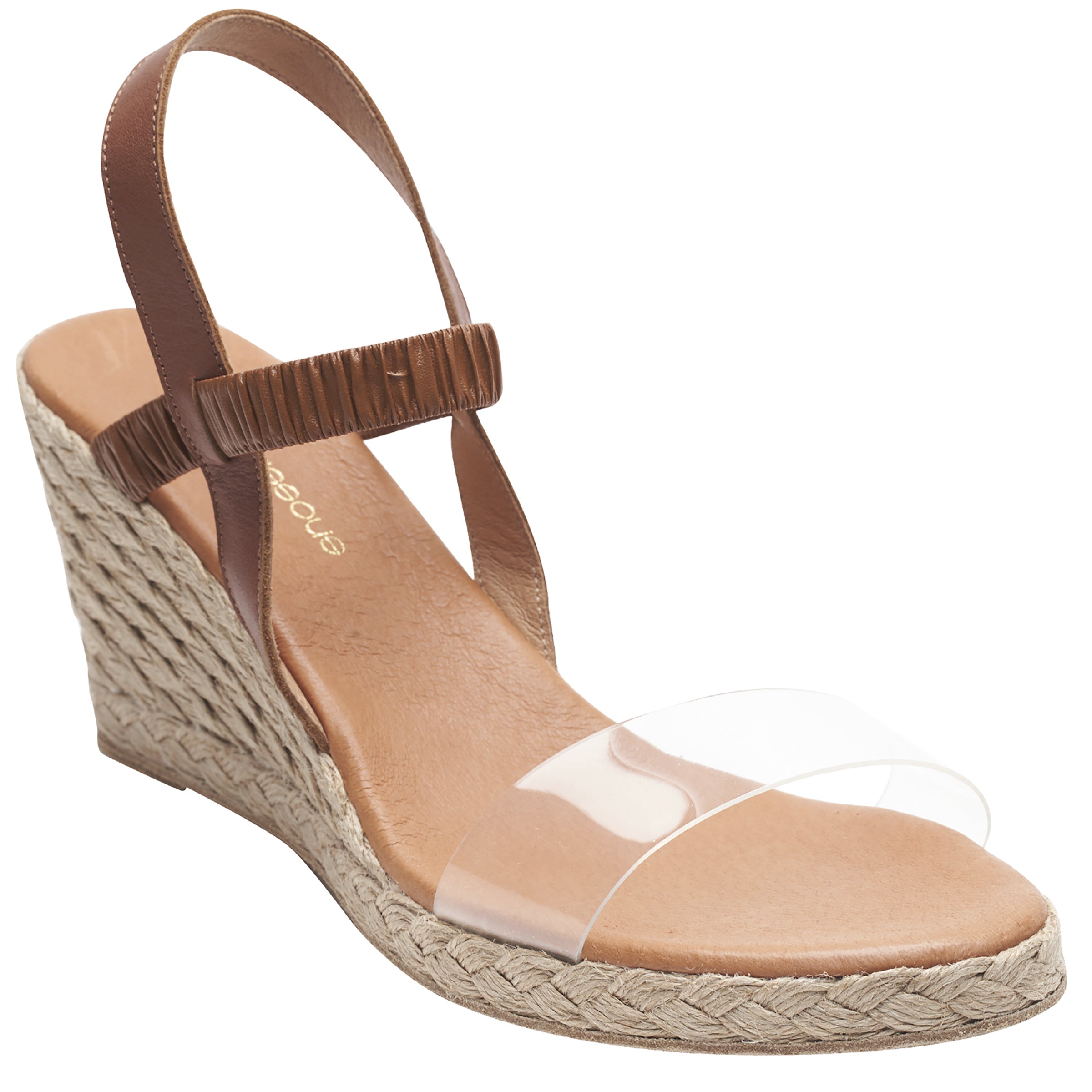  Andre Assous Alberta Wedge Sandal - Cuero/Clear - Bonton