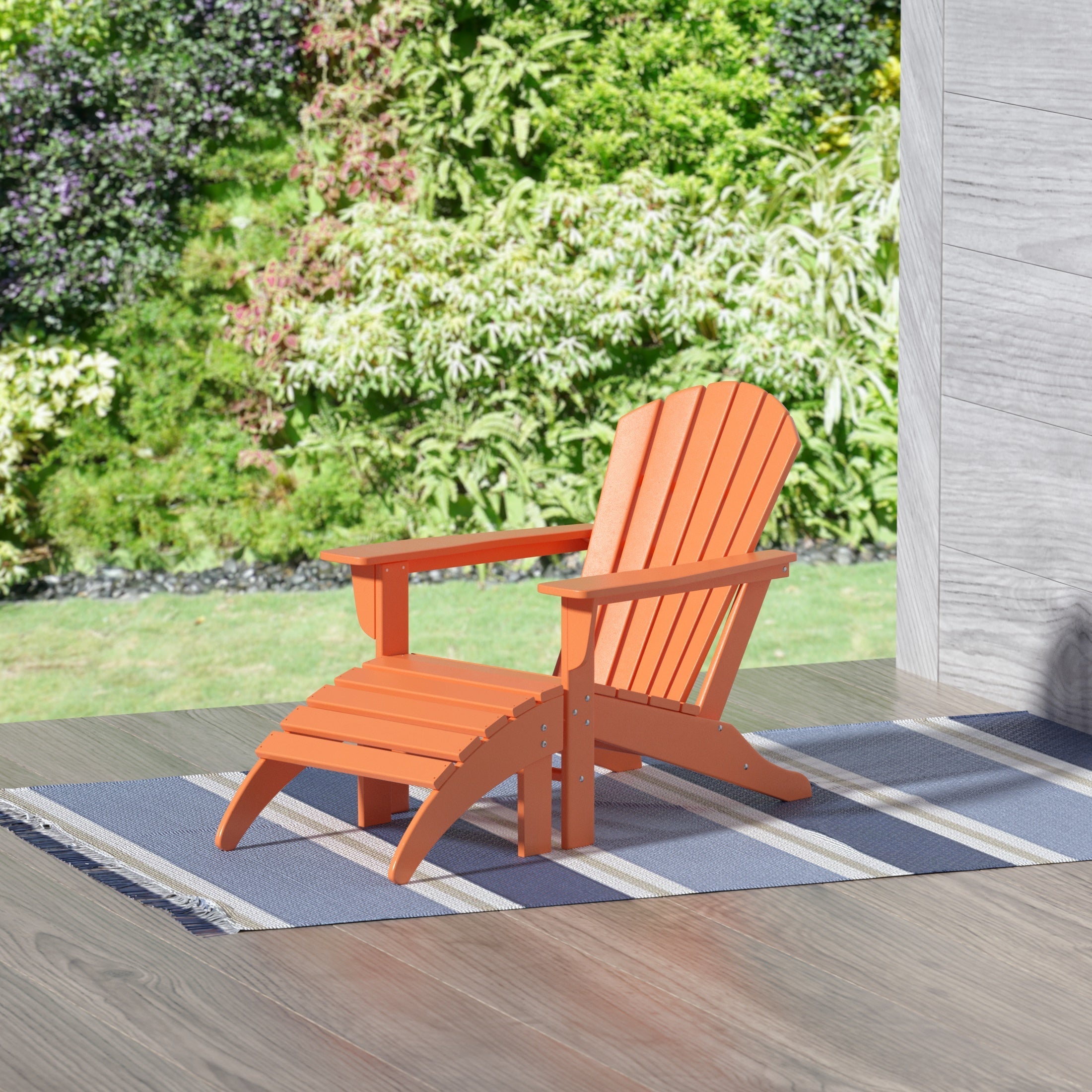  Westin Furniture Altura Outdoor Adirondack Chair with Ottoman 2-Piece Set - Orange - Bonton