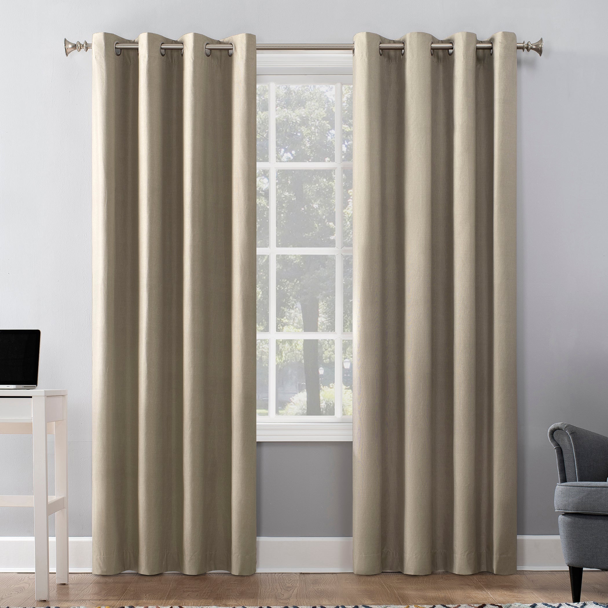  Sun Zero Harner Thermal Insulated 100% Blackout Grommet Curtain Panel - White - Bonton