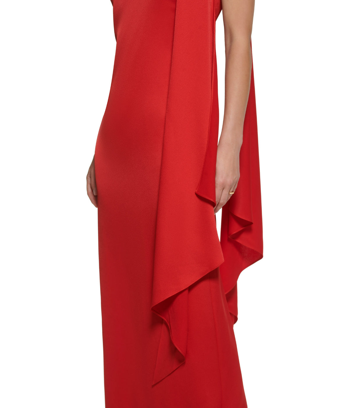 Vince Camuto Sleeveless Tie Halter Neck Ruffle Satin Gown - Red Bonton Vince Camuto Sleeveless Tie Halter Neck Ruffle Satin Gown - Red Bonton