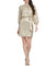 Longsleeve Pleated Neck Blouson Dress Champagne