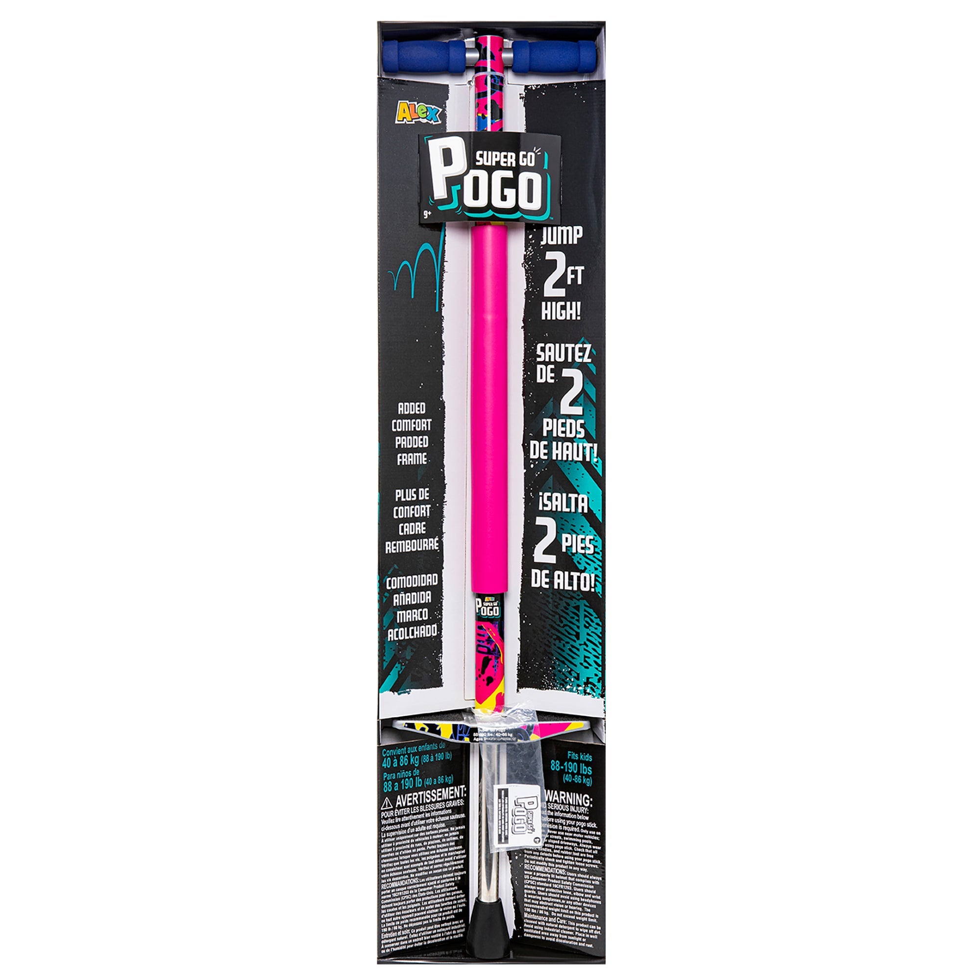  Everest Toys Alex: Super Go Pogo Stick - Pink - Outdoor Jumping & Balancing Toy, Padded Frame, Soft Grip Handles, Bounce Up To 2', Kids-Tweens 88-154lbs, Age 9+ - Multi - Bonton